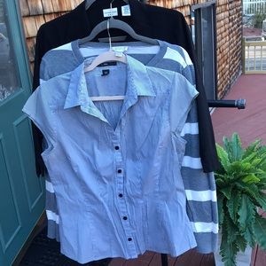H&M short sleeve stripe button down